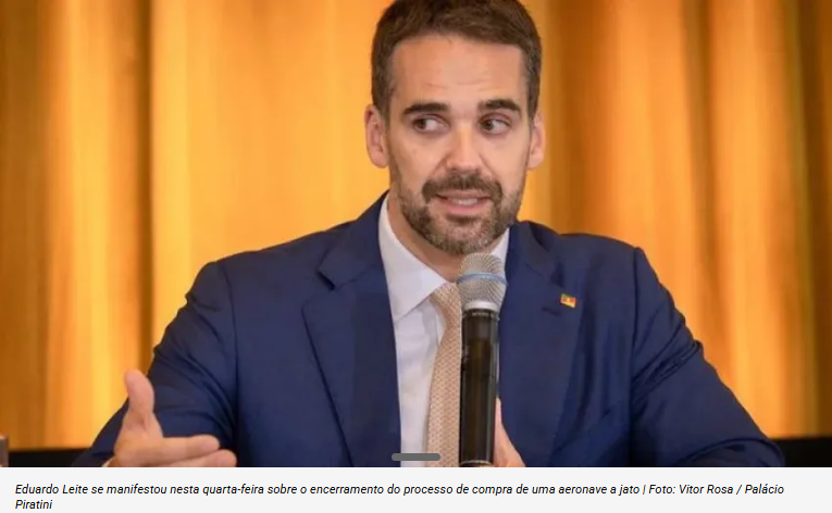 Eduardo Leite Cancela Compra de Aeronave e Cita 'Contaminação Política'