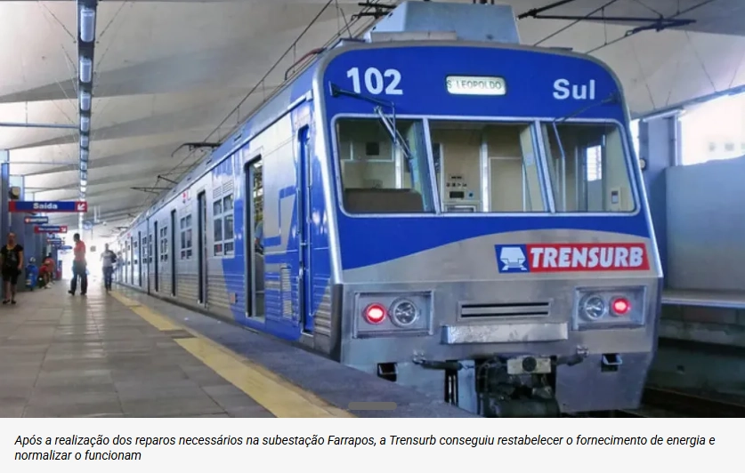 Trensurb Retoma Operação Completa Após Interrupção Causada por Temporal